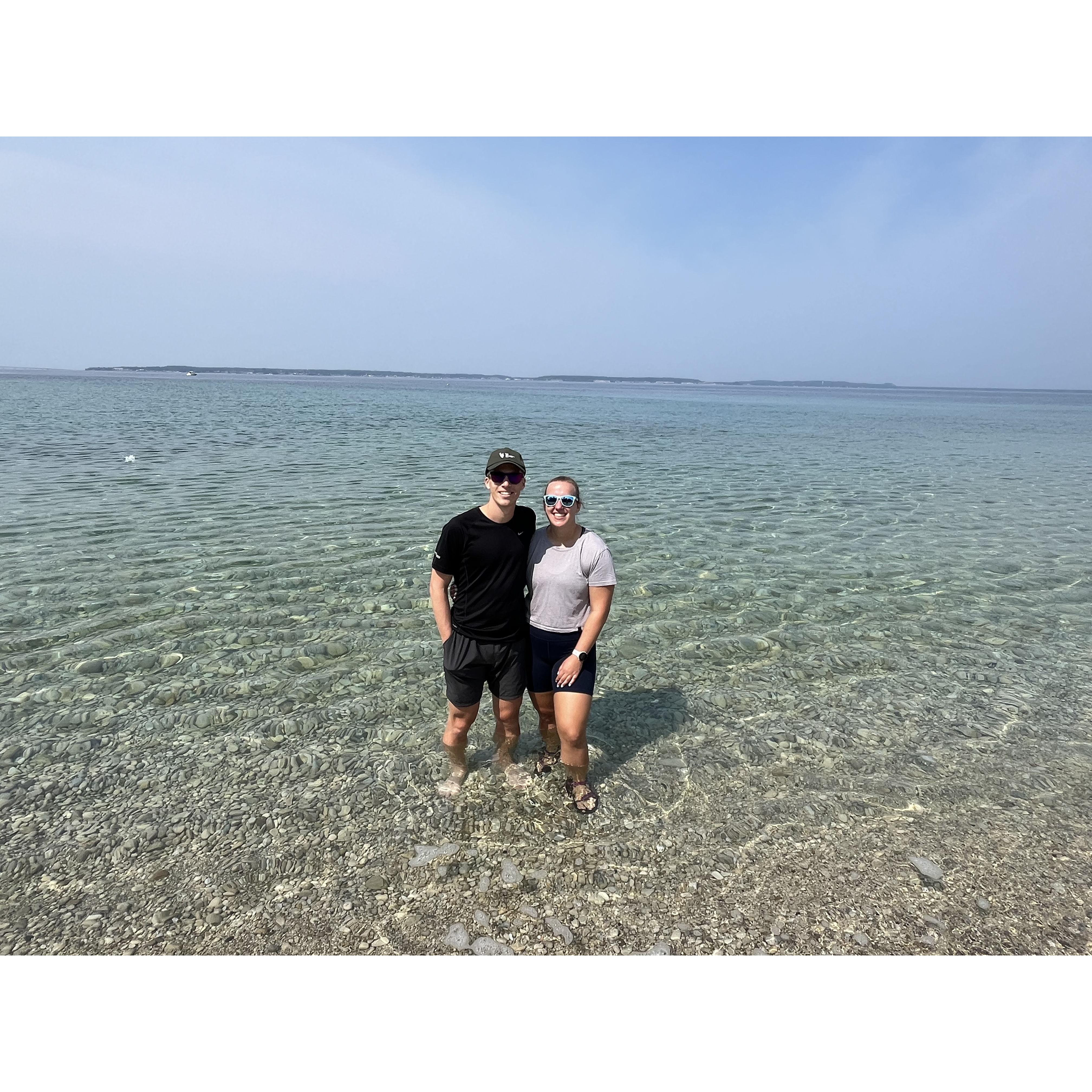 In Lake Huron, the day before Ben popped the question!