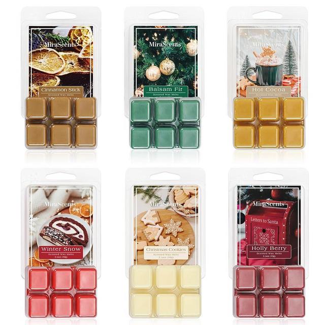 Christmas Scented Wax Melts, Winter Wax Melts, Mix Scented Long Lasting Scented Wax Melt, Nature Soy Wax Cubes for Wax Warmer, Candle Melts Decor Gift, 2.5 oz (6 Pack)