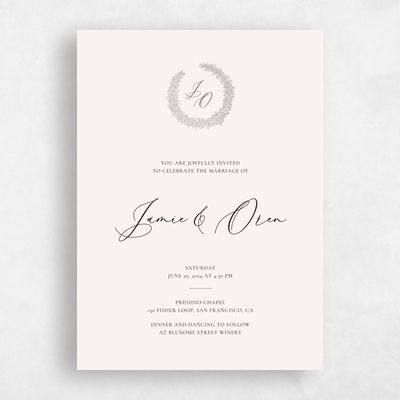 Light Oatmeal, Beige Wedding Invitation - Mathias Portrait