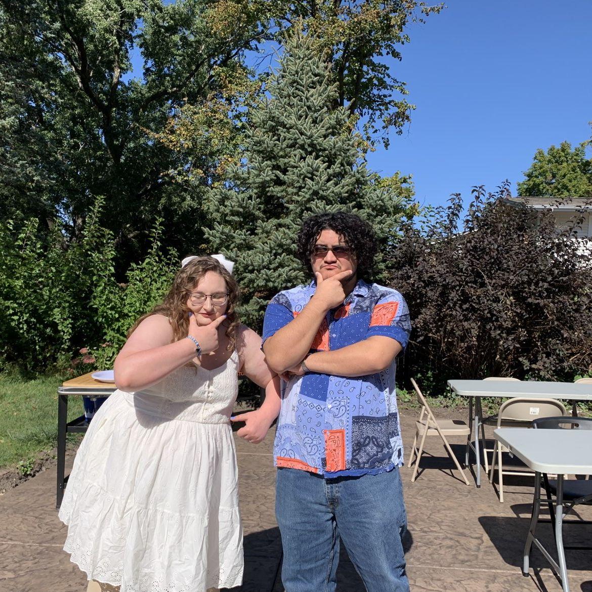 Being a little silly at our engagement party!