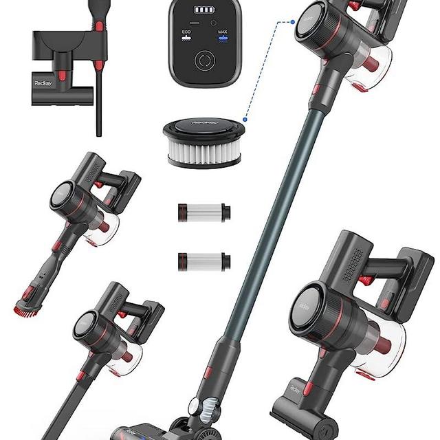 Redkey Cordless Vacuum Cleaner, 30Kpa Stick Vacuum, 350W Brushless Motor, Max 60mins Runtime, 8 in 1 Vacuum Cleaners with 2600mAh Detachable Battery, LED Display P9 for Pet Hair Carpet Hard Floor