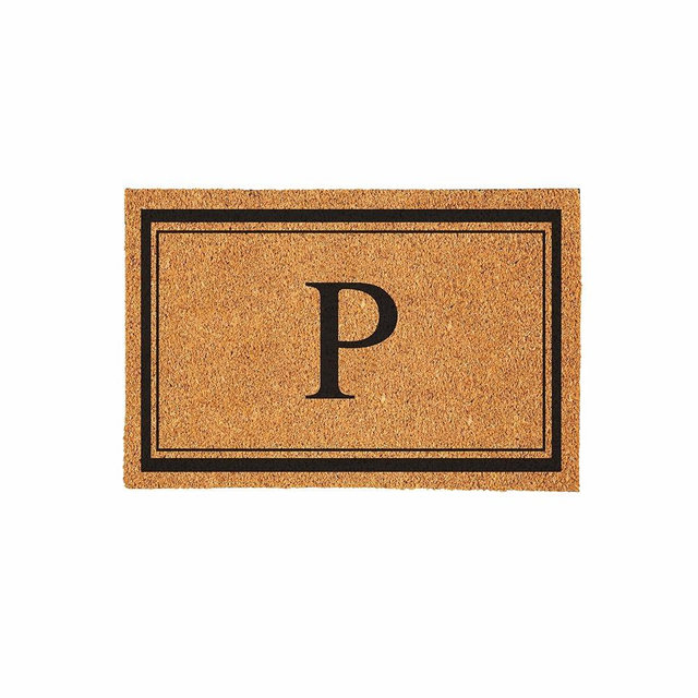 Evergreen Monogram Large Coir Doormat, 36x24 Inches Front Door Mat for Outdoor Indoor Entrance, Welcome Mat, Non Slip Doorway Mat for Home Decor Housewarming Gift, Letter P
