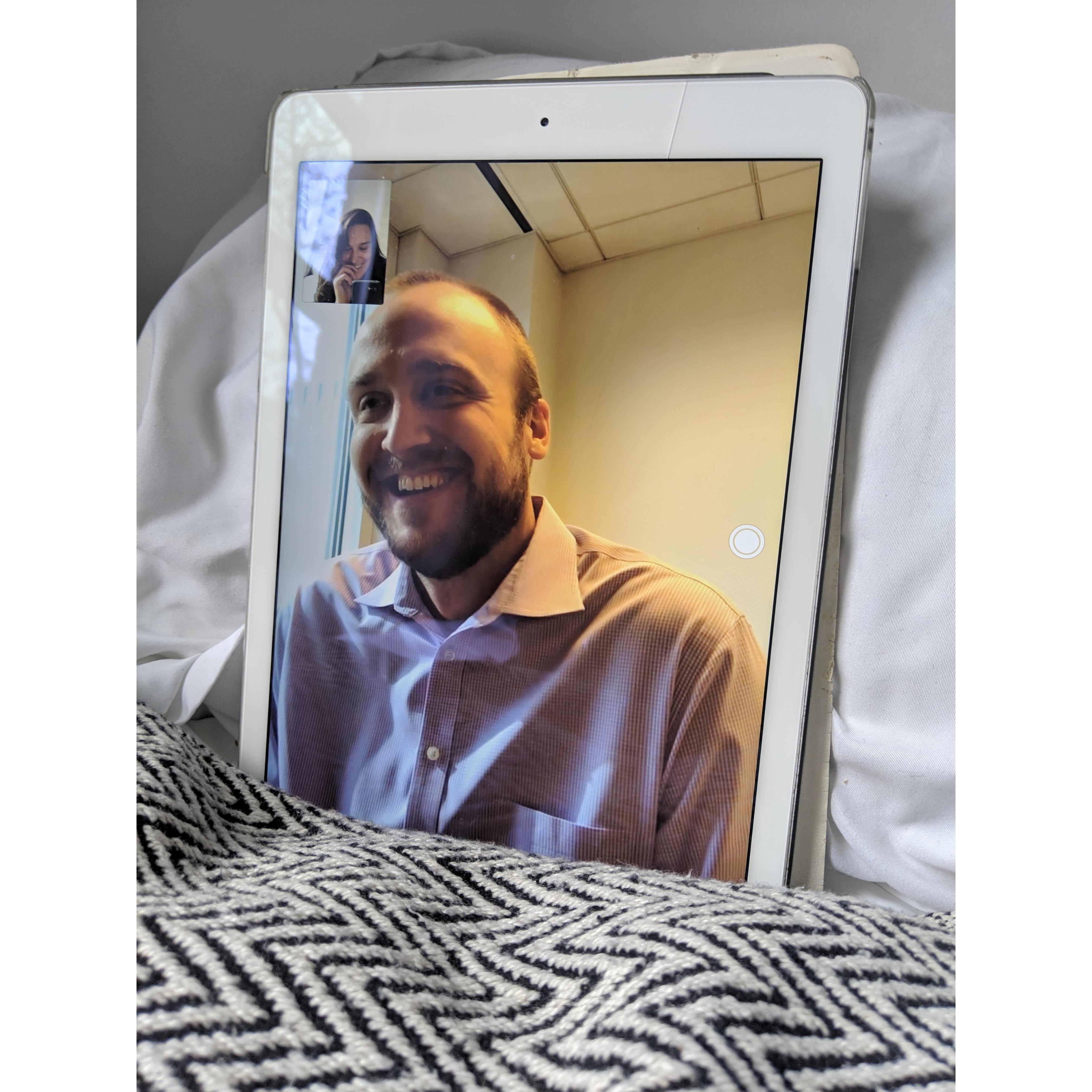 Since we live in Chicago and New York, our first two dates were on Facetime. The first was 6hrs and the second was 5hrs long!
