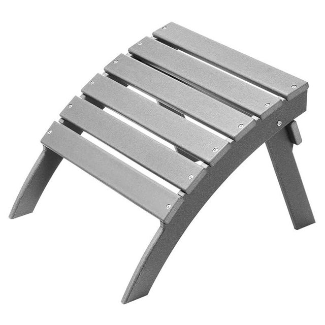 VEVOR Adirondack Ottoman, 21.5L x 18.9W x 14.8H Inch HDPE Plastic Folding Adirondack Ottoman, Weather-Resistant Foot Rest for Adirondack Chair, Widely Used for Outside Porch Pool Lawn Backyard, Gray