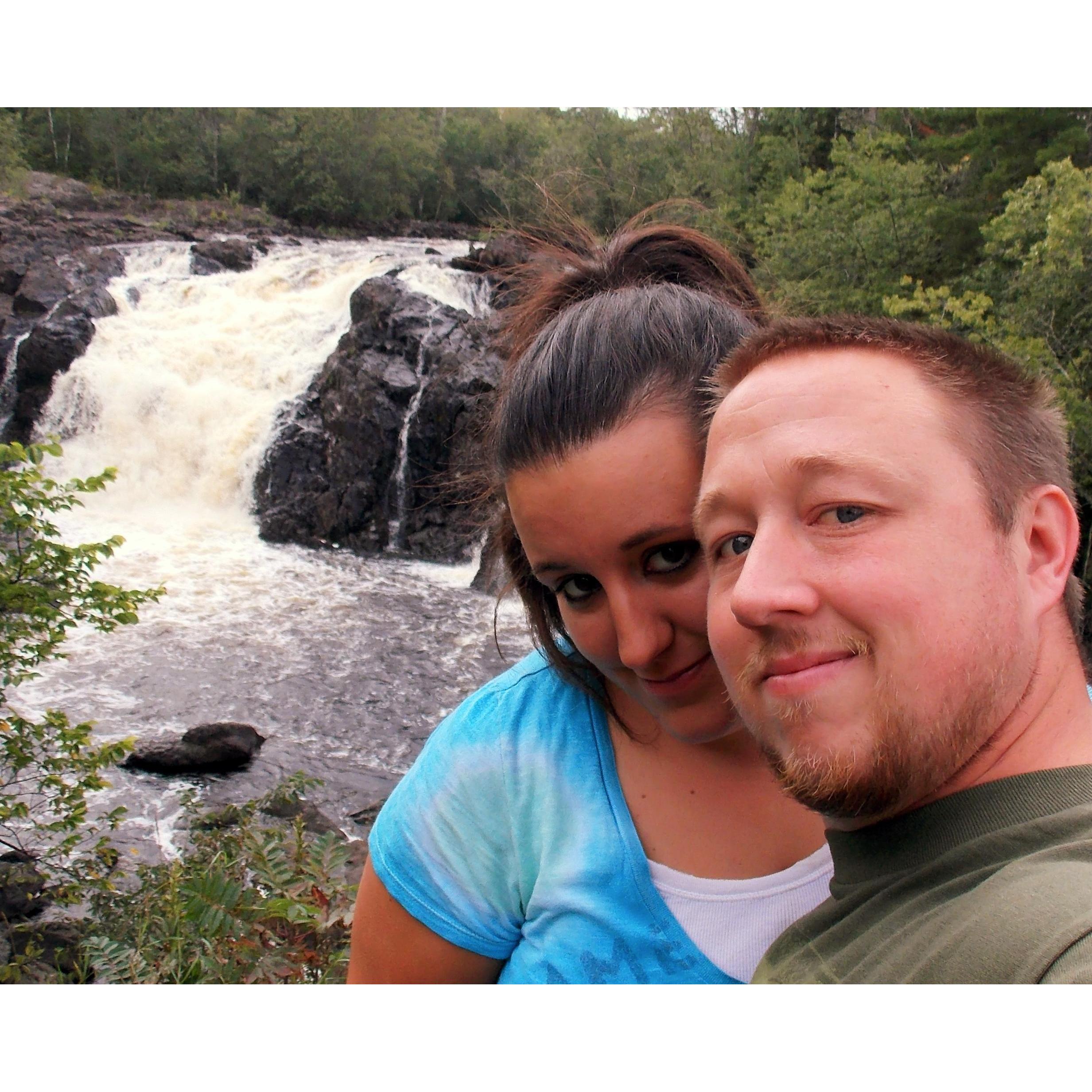Our first trip to Ely MN. Where we climbed up the waterfall behind us.