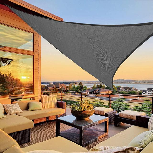 LOVE STORY 9'10'' x 9'10'' x 9'10'' Triangle Dark Grey Sun Shade Sail Canopy UV Block Awning for Outdoor Patio Garden Backyard