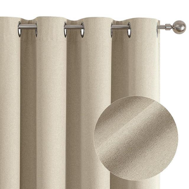 100% Blackout Thermal Curtains Elegant Famrhouse Curtains 102 Inches Long for Bedroom Flax Linen Heat Reducing Grommet Window Treatments Drapes Custom 102 Curtains Light Taupe 52"W x 102"L