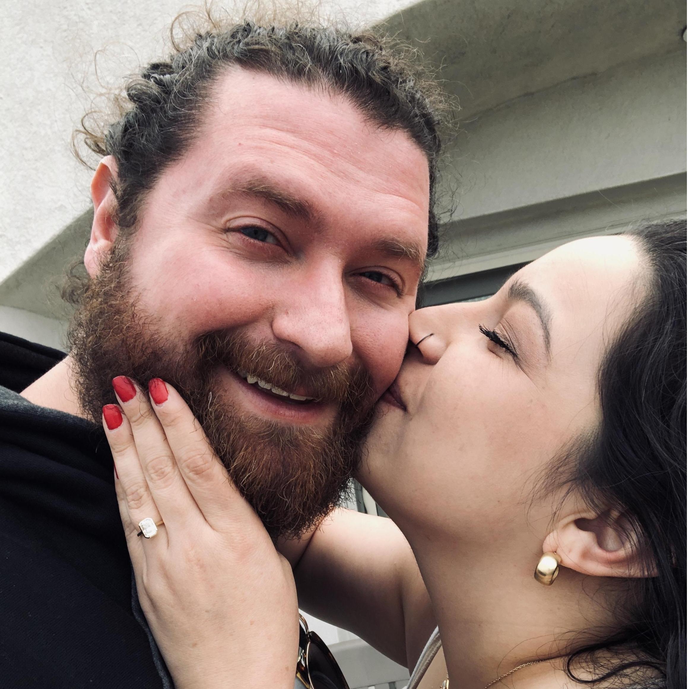 Kissing the new fiance!