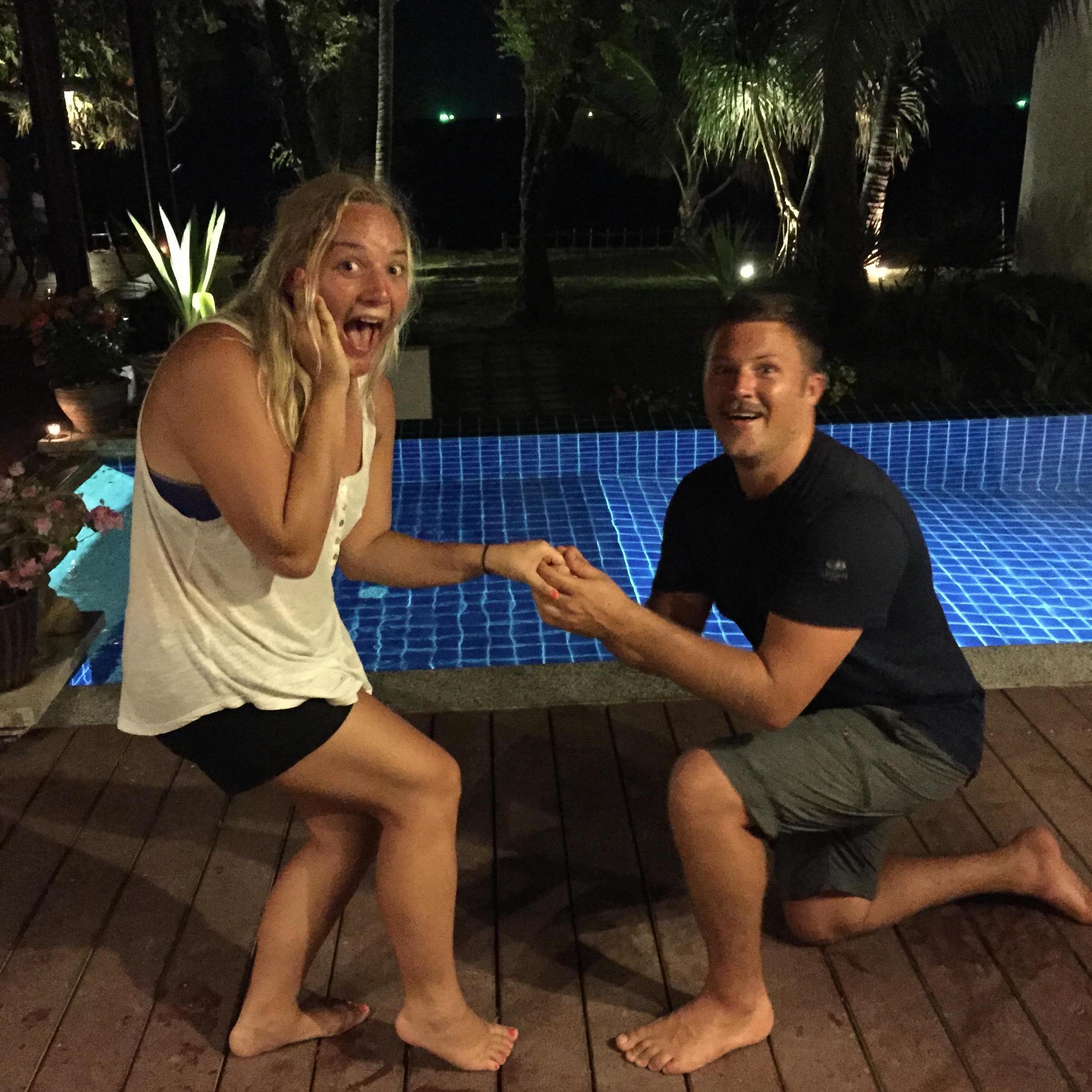 Re-enacting the proposal. On the island of Koh Lanta, Thailand in March 2016.