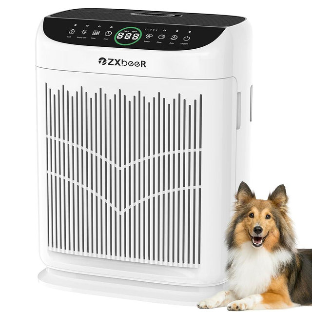 Air Purifiers for Home Large Room up to 3000 Ft², ZXBEER HEPA Double-Sided Air Purifier with Washable Filter, PM2.5 Air Quality Sensor, Aroma, 20dB Sleep Mode, Air Cleaner for Pets Bedroom (White)