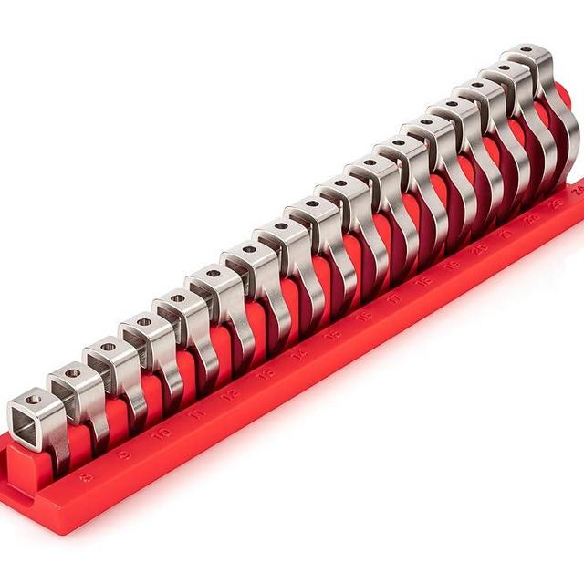 TEKTON 3/8 Inch Drive Crowfoot Wrench Set with Rack, 17-Piece (8-24 mm) | WCF95201 | Made in USA