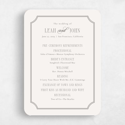 Beige Rounded Wedding Program - Dermot