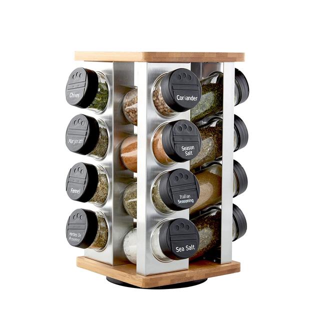 Kamenstein Warner 16-Jar Revolving Countertop Spice Rack Organizer with Free Spice Refills for 5 Years