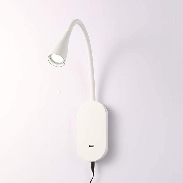 LED Wall Mount Reading Light, Focused Bed Reading Lamp, 4 Dimming, Headboard Lights, Touch Control, USB Output, Flexible Gooseneck, Simple in Appearance and Easy to Install