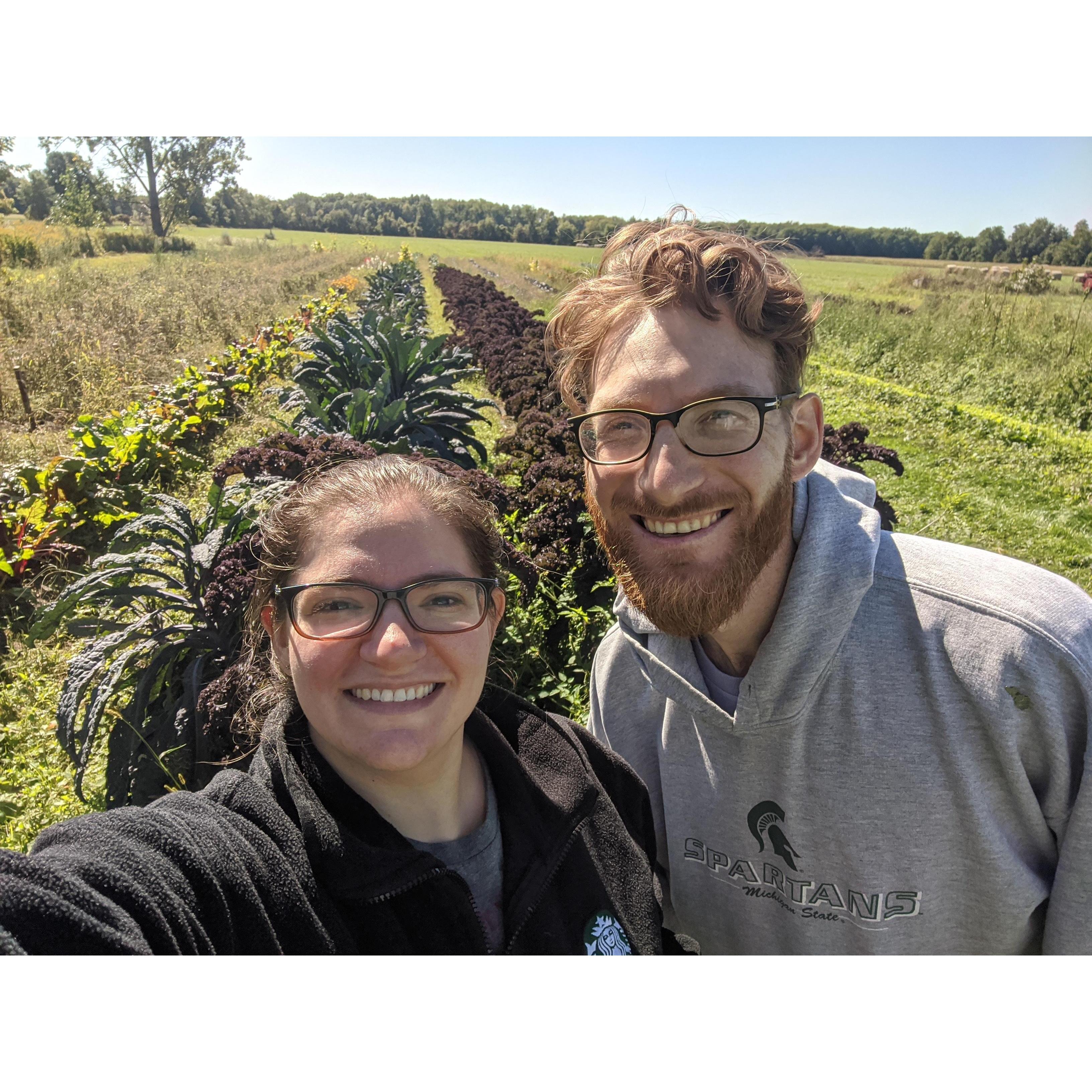 Helping out on the farm during our CSA crop sharing months.