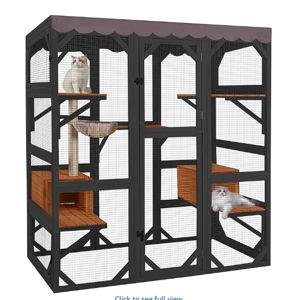 Cat Catio-Brown-With Scratching Post