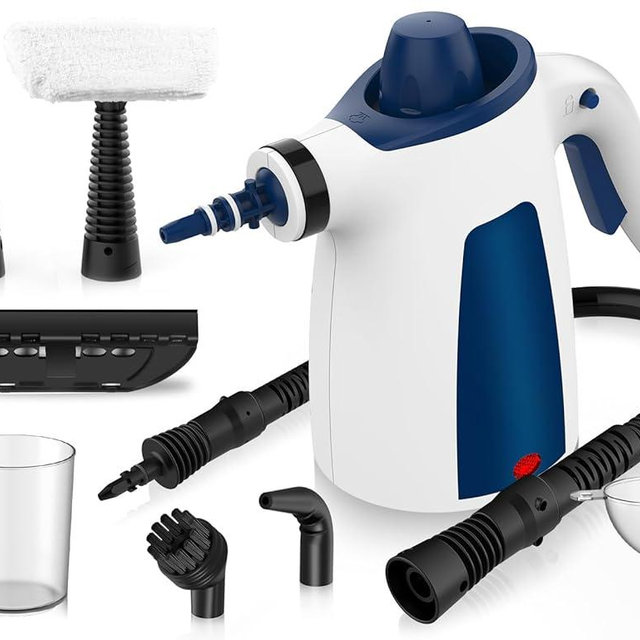 Handheld Pressurized Steam Cleaner, Multi-Surface Steamer with 9 PCS Accessories for Cleaning, 350ML Large Water Tank Multi-Purpose Steamer Upholstery Grout Steam Cleaner for Home, Floor and Furniture