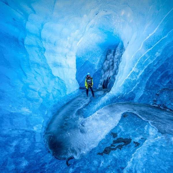 Glacier snowmobiles and ice cave tours