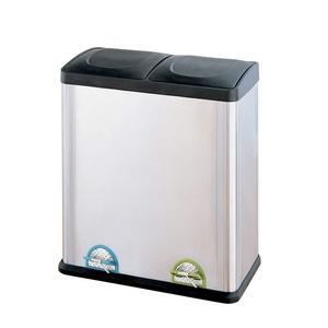 Neu Home - Organize It All Dual Compartment Step-On 16-Gallon Recycling Trash Can, Stainless Steel