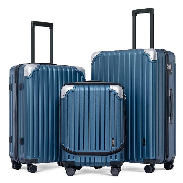 LEVEL8 Grace Luggage Sets Hardside Suitcase Set with Spinner Wheels,TSA Lock, 3-Piece Set (20/24/28) – Blue