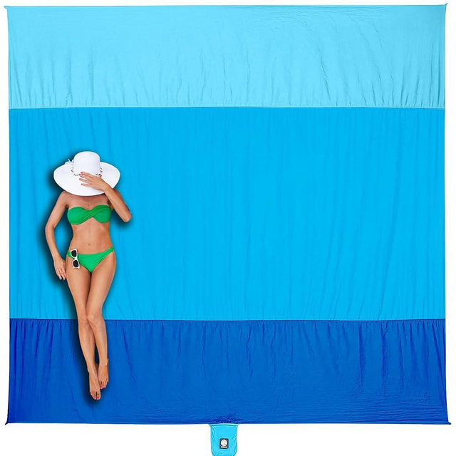 WEKAPO Beach Blanket Sandproof Waterproof, Extra Large Beach Mat, Oversized & Compact Sand Free, Quick Drying Beach Essentials for Vacation, Cruise, Picnic & Camping with Stakes