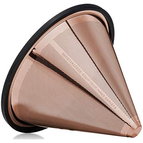 Pour Over Filter for Chemex and Hario V60 - COPPER COATED Reusable Stainless Steel Coffee Filter, Hario V60 Filter, and Chemex Coffee Filter