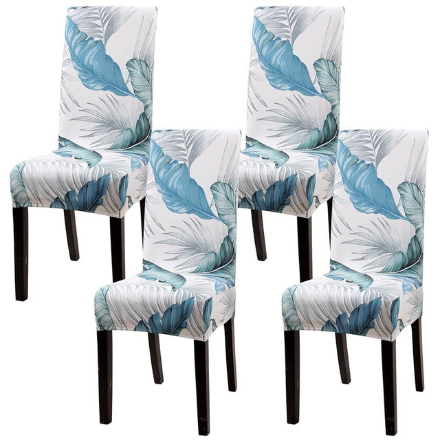 YISUN Dining Room Chair Covers, Stretch Floral Dining Chair Cover Removable Washable Parsons Chair Slipcovers Kitchen Chair Seat Protector for Home Party, Hotel, Ceremony (Palm Leaf, 4 PCS)