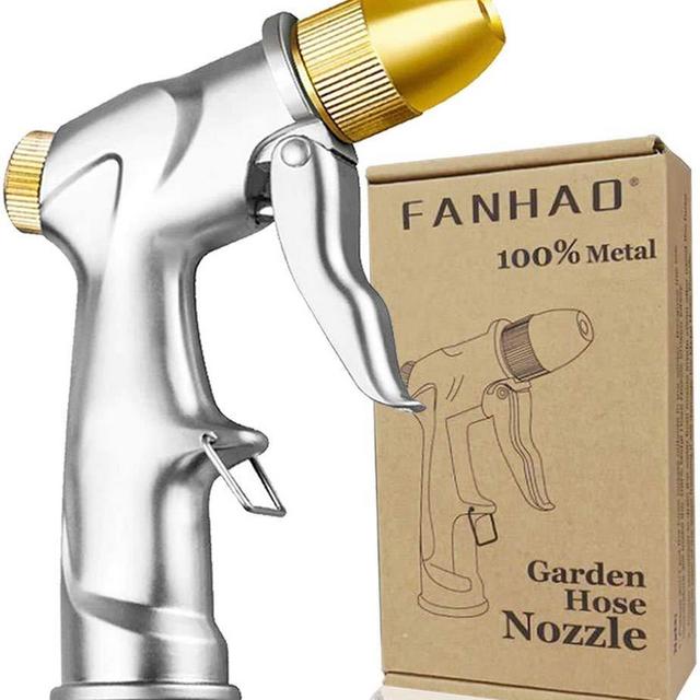 FANHAO Upgrade Garden Hose Nozzle Sprayer, 100% Heavy Duty Metal Handheld Water Nozzle High Pressure in 4 Spraying Modes for Hand Watering Plants and Lawn, Car Washing, Patio and Pet