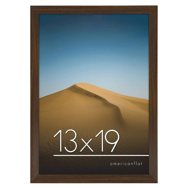 Americanflat 13x19 Picture Frame in Walnut - Engineered Wood with Shatter Resistant Glass - Horizontal and Vertical Formats for Wall