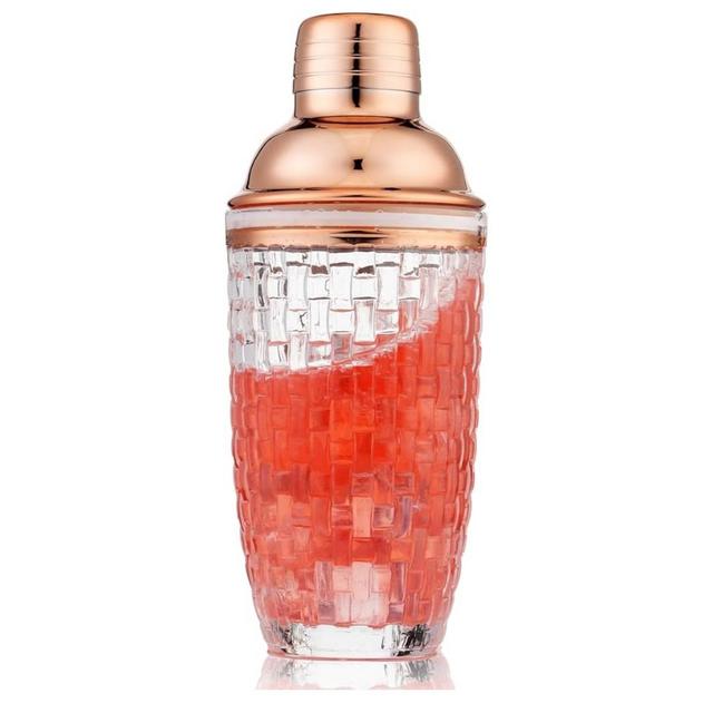 Glass Cocktail Shaker Set for Bars, Whiskey, and Drinks - Rose Gold, 13 oz