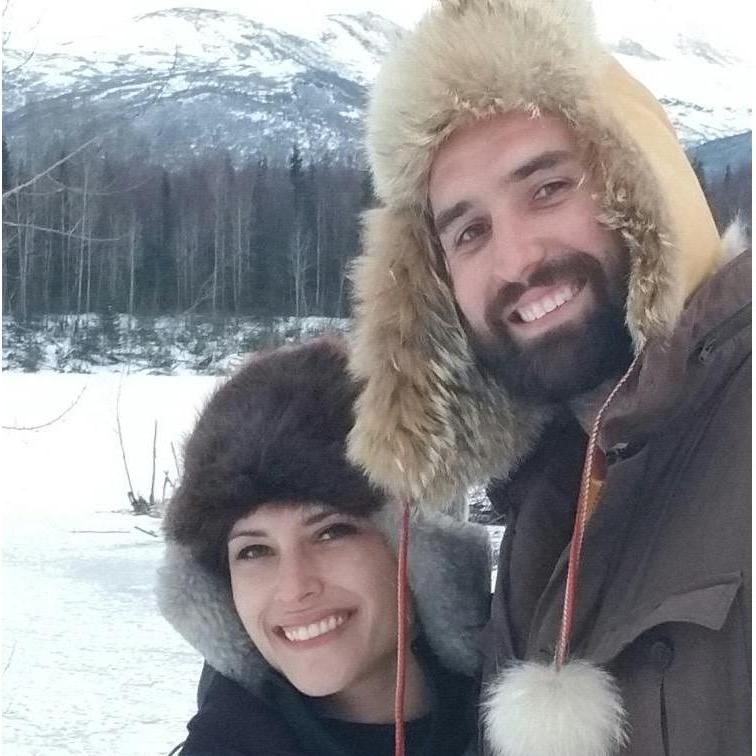 APU Lake Dog Park in Anchorage, Alaska wearing some of Emily's dad's fur hats.