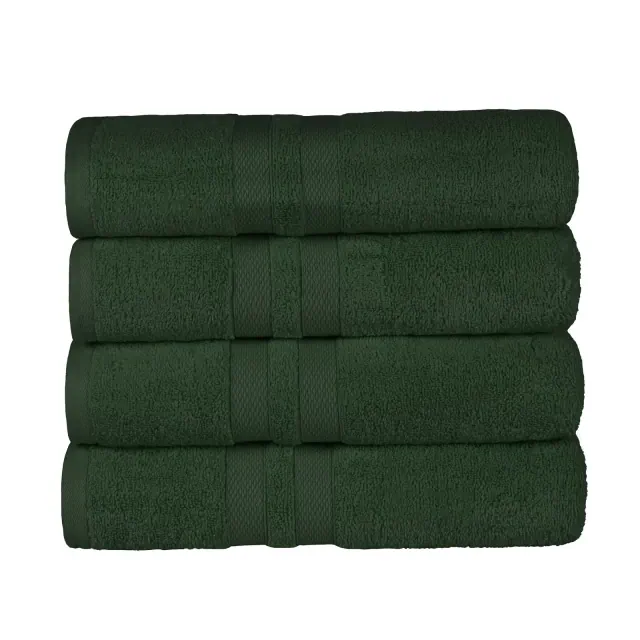 Ultra-Soft Cotton Solid Bath Towel Set of 4, Forest Green - Blue Nile Mills