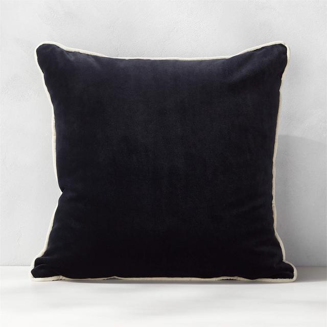 20'' Bronte Recycled Velvet Black and White Outdoor Throw Pillow