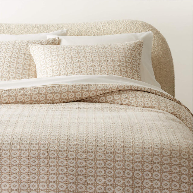 Melina Organic Cotton Natural and Warm White Full/Queen Duvet Cover