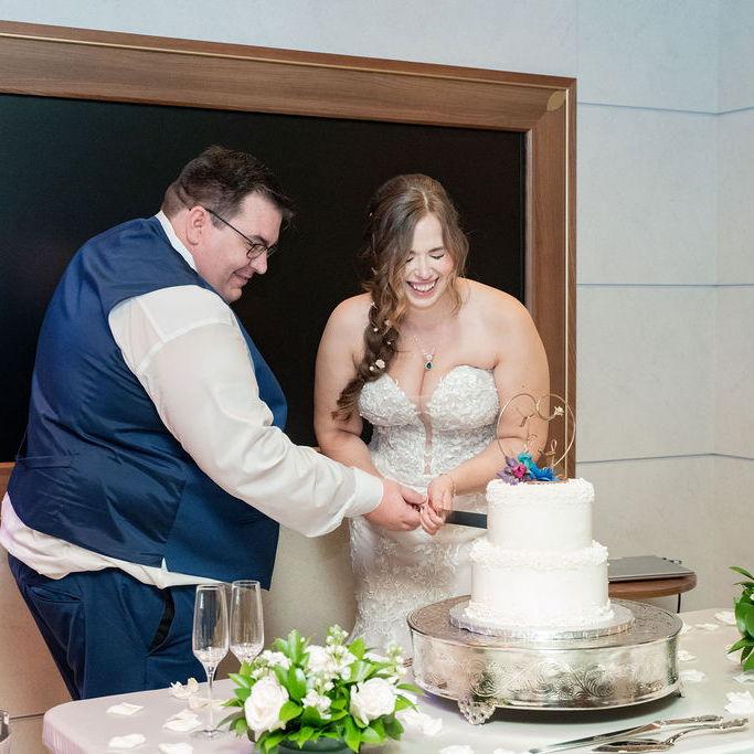 Cake cutting...when we realized we both didn't know what we were doing.
