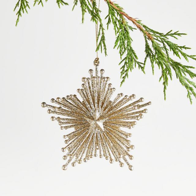 Gold Glitter Starburst Christmas Ornament