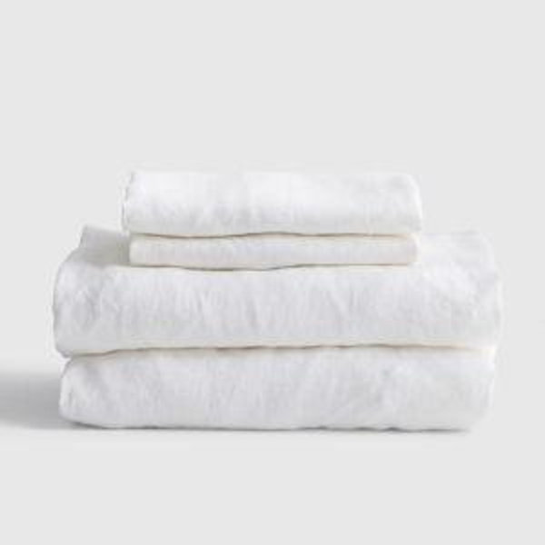 European Linen Sheet Set in White