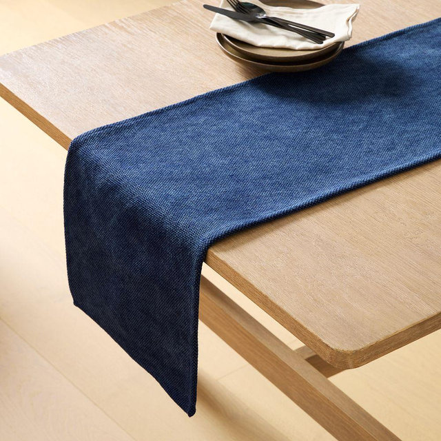 Textured Canvas Table Linens, Runner, Midnight