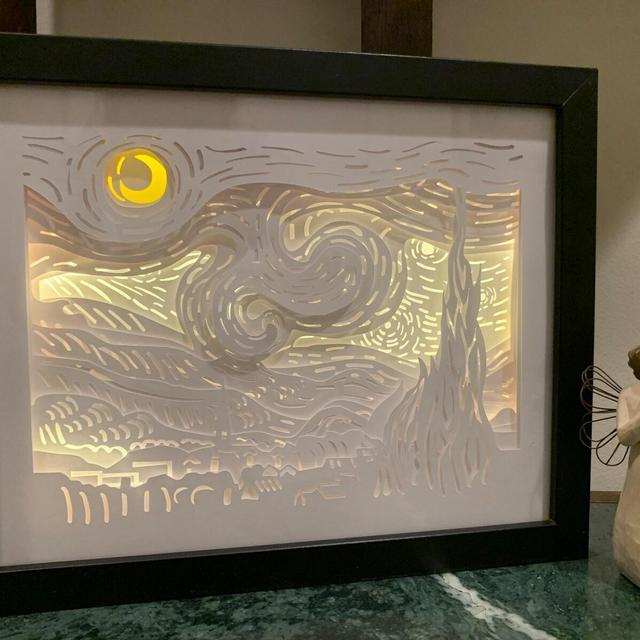 Vincent Van Gough “Starry Night”, Artist, light box, lamp, wall sign, gift for art lovers, led sign, wall sign