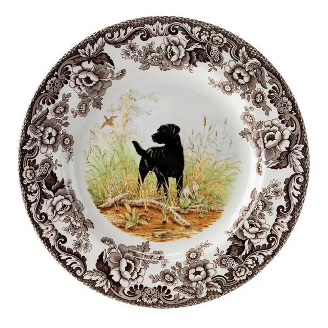 Woodland Salad Plate 8 Inch, Black Labrador Retriever