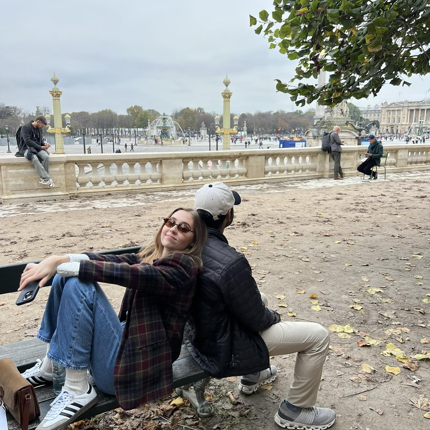 Chilling outside the fountain where Anne Hathaway threw her phone in the water. IYKYK. - Fall 2024