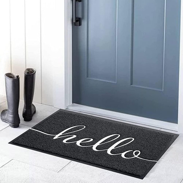 Fireosma Doormat, Outdoor Welcome Mat, Front Doormat for Outdoor Entrance, Doormat for Indoor Entrance, Rectangular Doormat for Entrance, High Traffic Area (30 "x17.5, Black)