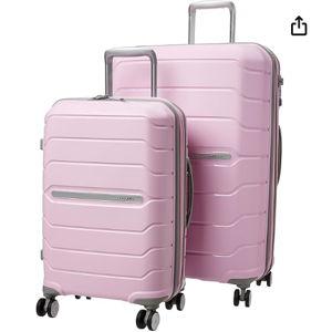 Samsonite Freeform 2-Piece Luggage Set - Carry-On & Large Checked Luggage with Dual Spinner Wheels - Durable Polypropylene Hardshell - TSA Lock, Airline-Approved - Expandable Hard Shell - Pink Rose
