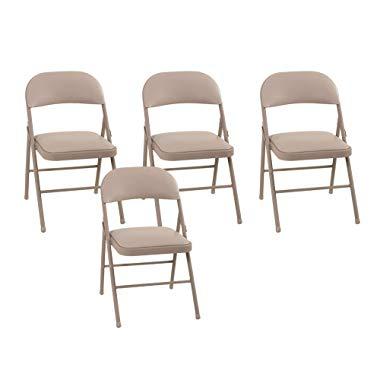 Cosco Vinyl Folding Chair Antique Linen (4-pack)