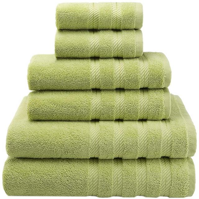 American Soft Linen 6-Piece 100% Turkish Genuine Cotton Premium & Luxury Towel Set for Bathroom & Kitchen, 2 Bath Towels, 2 Hand Towels & 2 Washcloths [Worth $72.95] - Pistachio Green