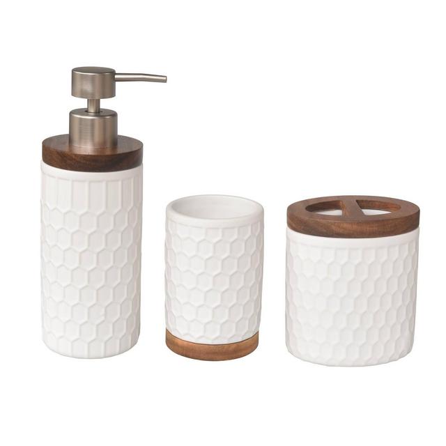 3pc Echo Bath Accessories Set White - 88 Main