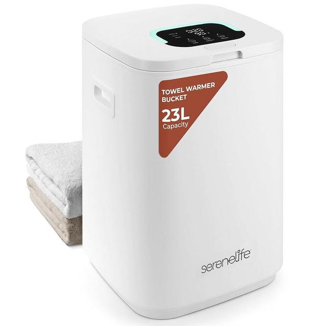 SereneLife Towel Warmers for Bathroom, 23L Luxury Heater, Blanket Warmer Bucket, LED Display, Up to 24 Hours Delay, 3 Heating Modes and Child Lock for Oversize Bathrobes PJ's and More (White)