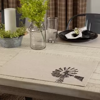 Sawyer Mill Charcoal Windmill Placemat Set of 6 - Placemat 12x18