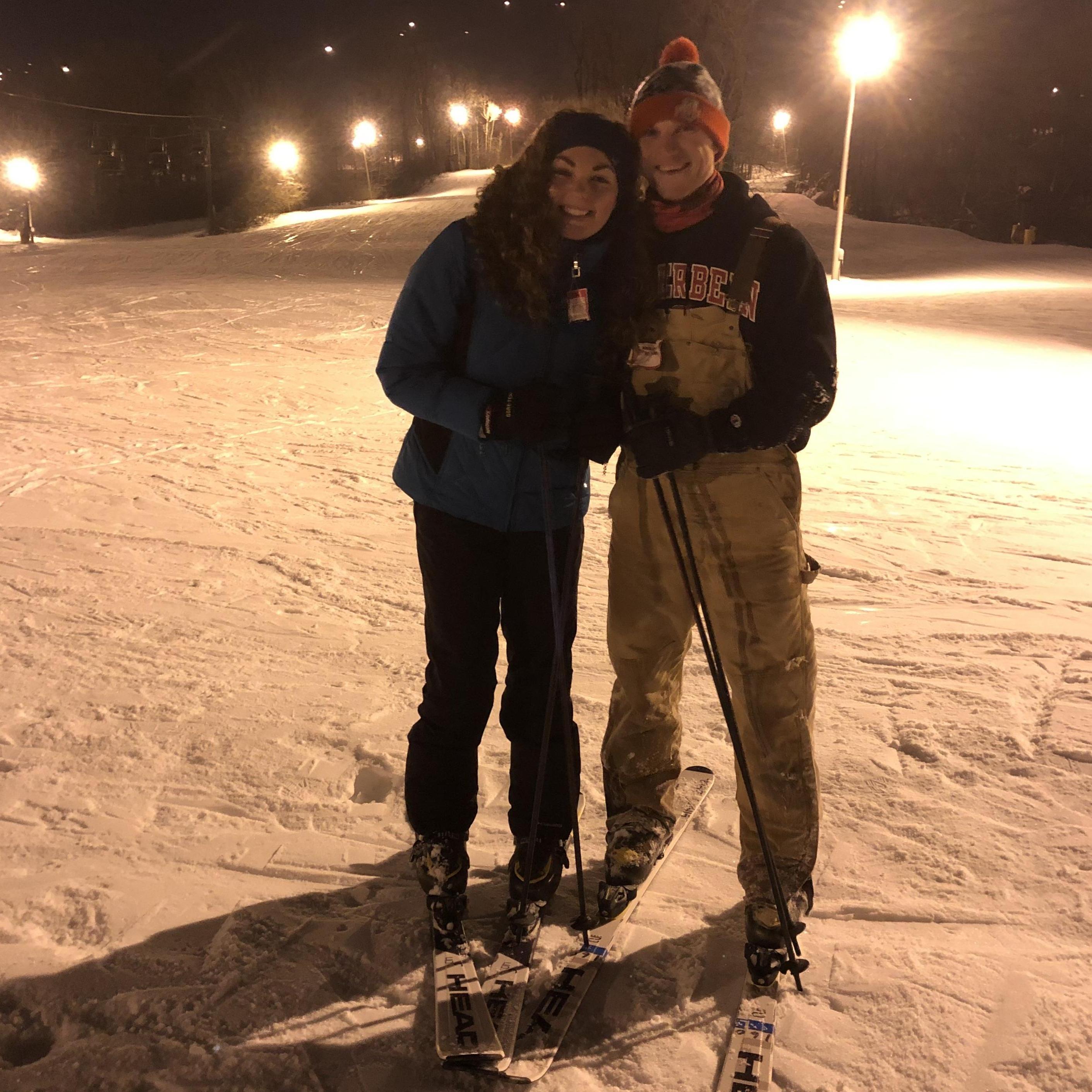 Their first time skiing together. -January 2019