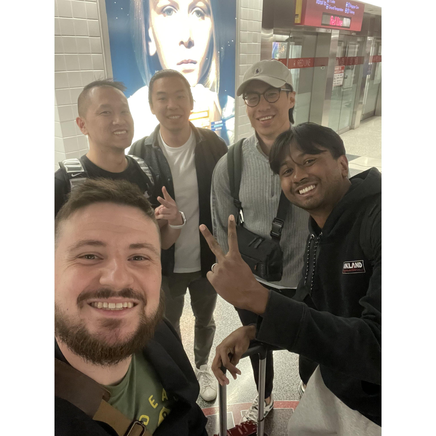 Dylan, David, Samson, Raymond, and Showmik post-flight cancellation